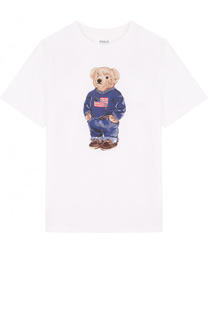 Хлопковая футболка с принтом Polo Ralph Lauren