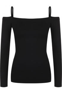 Приталенный топ с длинным рукавом и открытыми плечами Helmut Lang