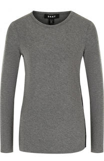 Однотонный приталенный пуловер с круглым вырезом DKNY