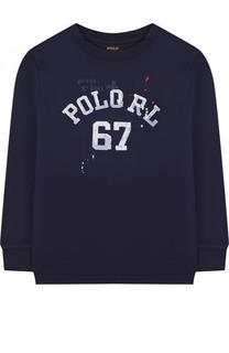 Хлопковый лонгслив с принтом Polo Ralph Lauren