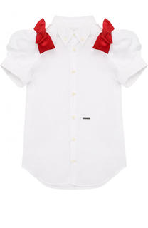 Хлопковая блуза с бантами Dsquared2