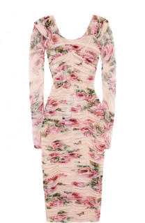 Драпированное платье-футляр с цветочным принтом Dolce &amp; Gabbana