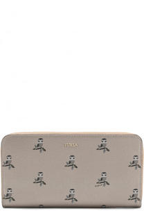 Кошелек из металлизированной кожи на молнии с принтом Furla