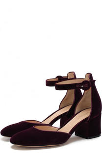 Бархатные туфли Greta с ремешком на щиколотке Gianvito Rossi