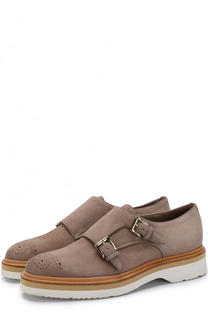 Замшевые монки на широкой подошве Santoni