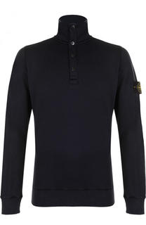 Хлопковый джемпер с воротником-стойкой на пуговицах Stone Island