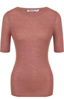 Приталенный шерстяной топ с коротким рукавом T by Alexander Wang