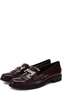 Кожаные лоферы с пряжкой и бахромой Tod’s Tods