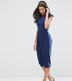 Платье миди с кружевным лифом ASOS PETITE WEDDING - Темно-синий