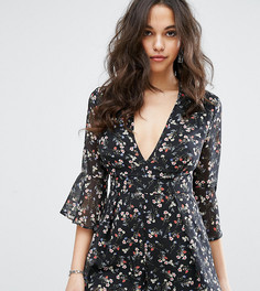 Платье с расклешенными рукавами и цветочным принтом Missguided - Мульти