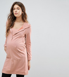 Удлиненное платье с капюшоном Mamalicious - Розовый Mama.Licious