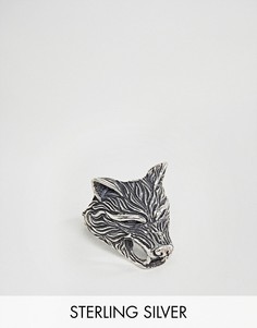 Серебряное кольцо с отделкой в форме волка ASOS - Серебряный