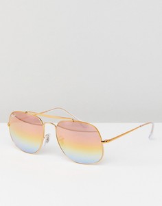 Золотисто-розовые солнцезащитные очки-авиаторы Ray-Ban 0RB3561 57 мм - Золотой