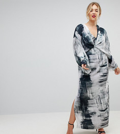 Платье макси с пышными рукавами и принтом ASOS CURVE - Мульти