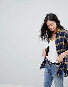 Свободная рубашка в темно-синюю и желтую клетку ASOS - Мульти
