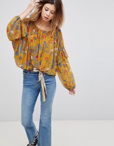 Блузка с цветочным принтом Free People - Желтый