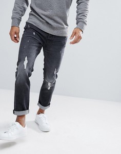 Выбеленные узкие джинсы с потертой отделкой Jack &amp; Jones Intelligence - Черный