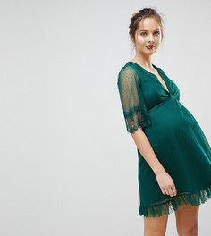 Короткое приталенное платье с кружевом ASOS MATERNITY - Зеленый