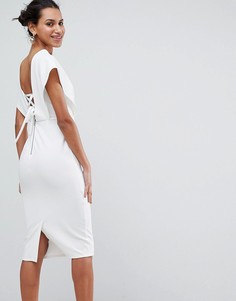 Платье-футляр с запахом и шнуровкой на спине ASOS - Белый