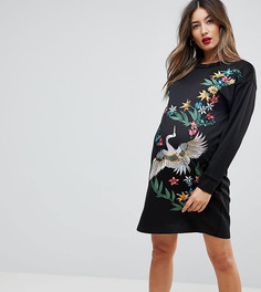 Трикотажное платье с вышивкой ASOS MATERNITY Premium - Черный