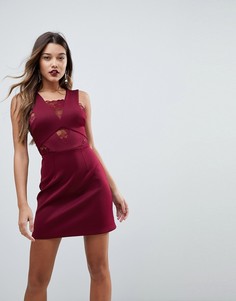 Платье с кружевной вставкой ASOS - Красный