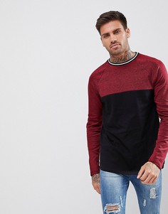 Длинный лонгслив в стиле колор блок ASOS - Красный