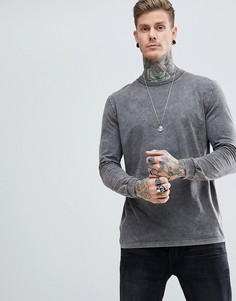 Светло-серый свободный длинный лонгслив с эффектом кислотной стирки ASOS - Серый
