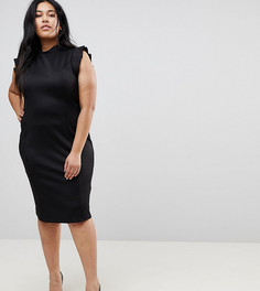 Платье-футляр миди с высоким воротом и вырезом на спине ASOS CURVE - Черный