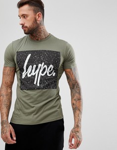 Обтягивающая футболка цвета хаки с логотипом в крапинку Hype - Зеленый