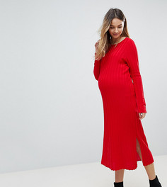 Платье миди в широкий рубчик ASOS Maternity - Красный