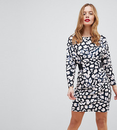 Платье мини с эластичной талией и леопардовым принтом ASOS PETITE - Мульти