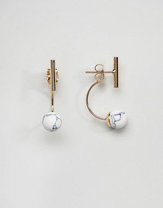 Серьги ограниченной серии с шарами из полудрагоценного камня с мраморным эффектом - Золотой Asos