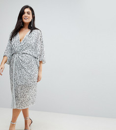 Платье миди в стиле кимоно с пайетками ASOS CURVE - Серый