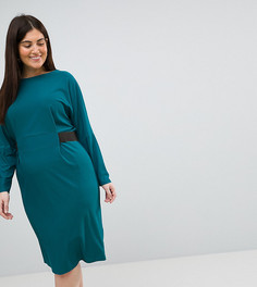 Платье миди с эластичным поясом ASOS CURVE - Зеленый