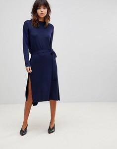 Трикотажное платье миди с запахом ASOS - Темно-синий