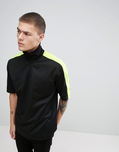 Футболка с воротом на молнии ASOS - Черный