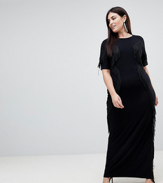 Платье макси с бахромой ASOS CURVE - Черный