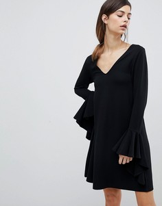 Платье мини с оборками на манжетах ASOS - Черный