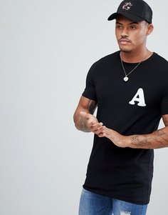 Обтягивающая футболка с принтом A ASOS - Черный