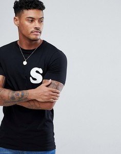 Обтягивающая футболка с принтом S ASOS - Черный