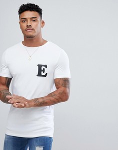 Обтягивающая футболка с принтом Е ASOS - Белый