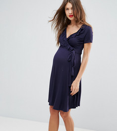 Платье с запахом и оборкой New Look Maternity - Темно-синий