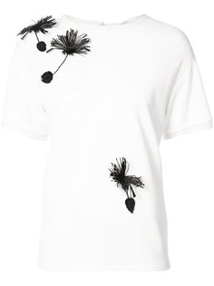 футболка с цветочной вышивкой  Carolina Herrera