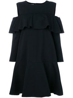 платье с баской и оборкой  Alberta Ferretti