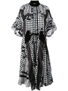 бархатное платье с камуфляжным узором  Sacai