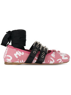 logo graffiti ballerina shoes Miu Miu