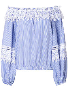 off-shoulder striped lace detail blouse Forte Couture