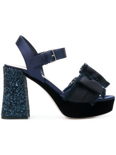glitter heel bow sandals Miu Miu