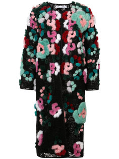 fur bouquet embroidery coat Oscar de la Renta