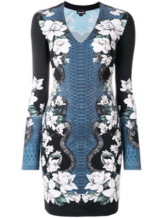 приталенное платье с цветочным принтом  Just Cavalli